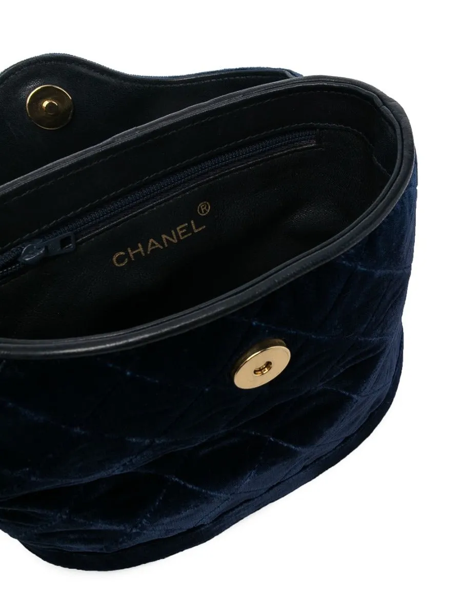Navy Velvet Crossbody Binocular Bag