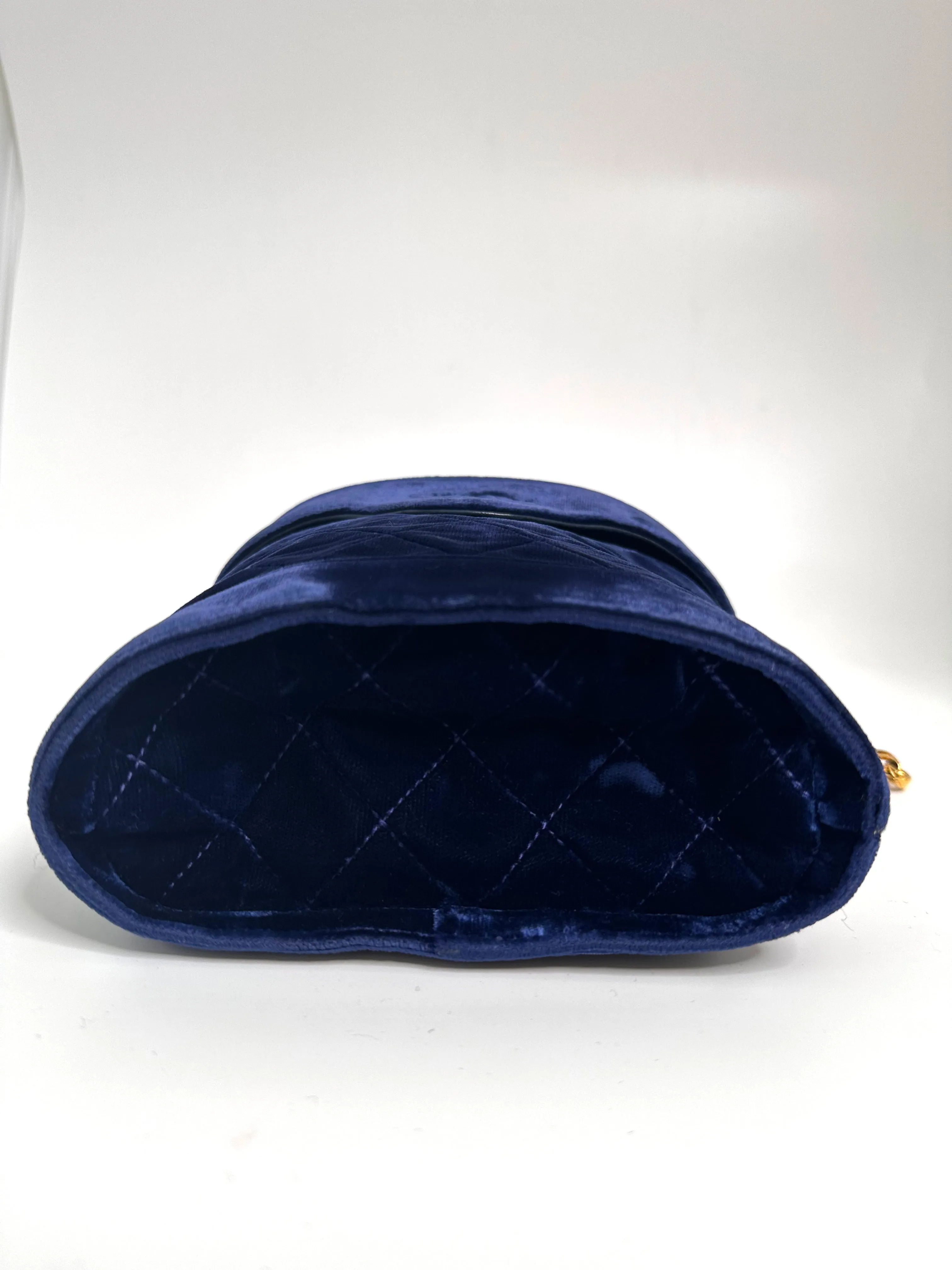 Navy Velvet Crossbody Binocular Bag