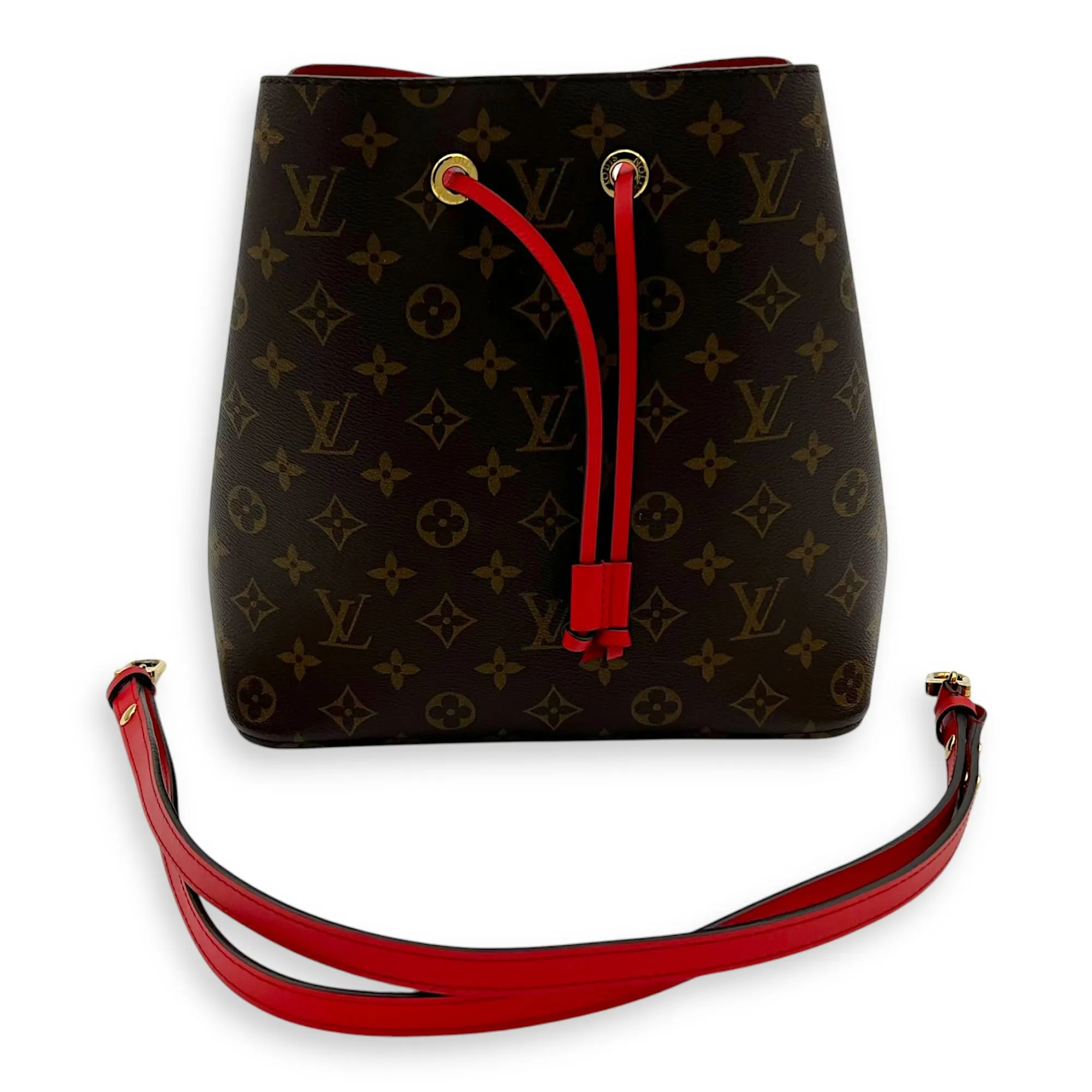 NeoNoe Bucket Bag Brown in Monogram Coated Canvas, Gold hardware