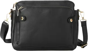 NEW BLACK Gpmsign Crossbody Bag, Gpmsign-Fashion Anti Theft Leather Bag, PU Leather Shoulder Bags and Clutches, 3 Layer Crossbody Leather Shoulder Bag