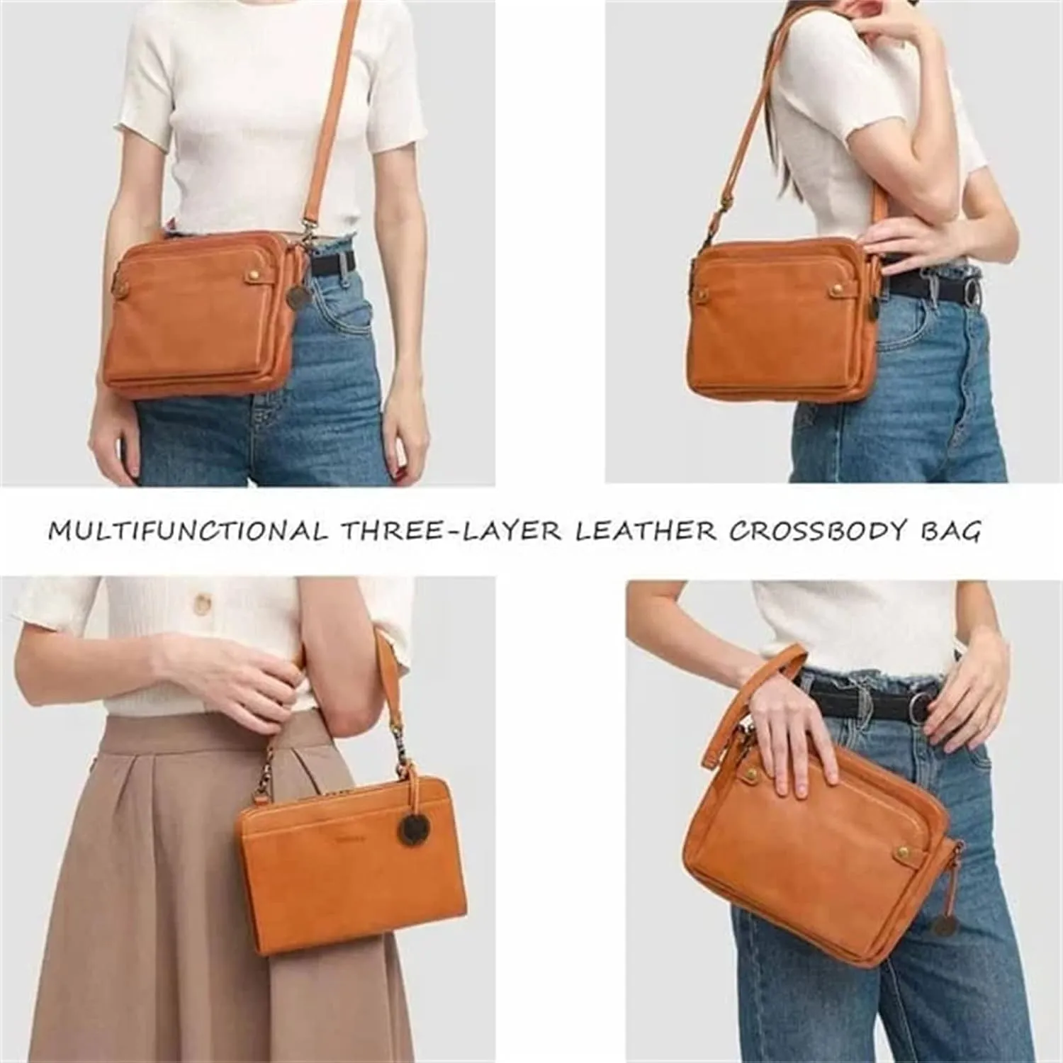NEW BLACK Gpmsign Crossbody Bag, Gpmsign-Fashion Anti Theft Leather Bag, PU Leather Shoulder Bags and Clutches, 3 Layer Crossbody Leather Shoulder Bag