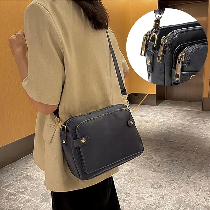 NEW BLACK Gpmsign Crossbody Bag, Gpmsign-Fashion Anti Theft Leather Bag, PU Leather Shoulder Bags and Clutches, 3 Layer Crossbody Leather Shoulder Bag