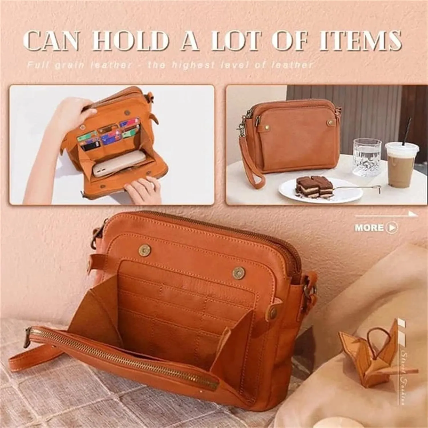 NEW BLACK Gpmsign Crossbody Bag, Gpmsign-Fashion Anti Theft Leather Bag, PU Leather Shoulder Bags and Clutches, 3 Layer Crossbody Leather Shoulder Bag