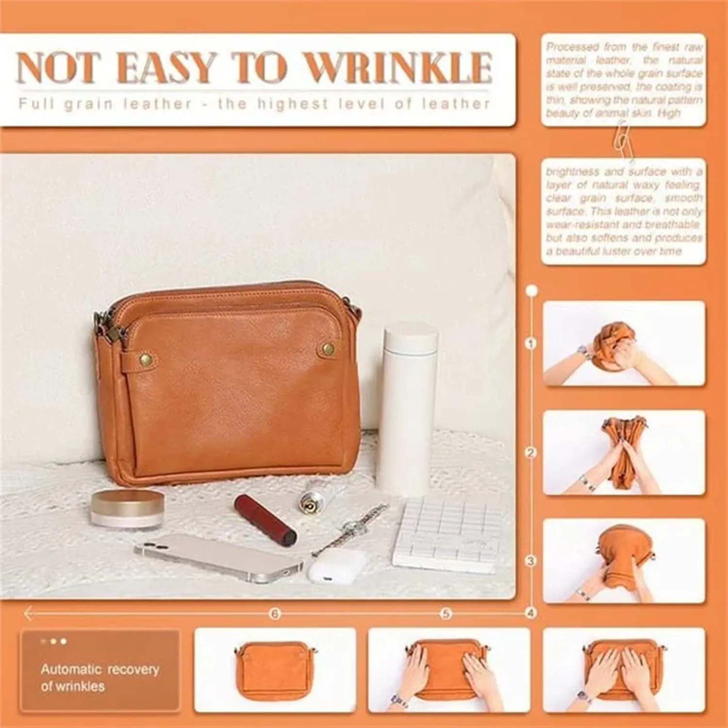 NEW BLACK Gpmsign Crossbody Bag, Gpmsign-Fashion Anti Theft Leather Bag, PU Leather Shoulder Bags and Clutches, 3 Layer Crossbody Leather Shoulder Bag