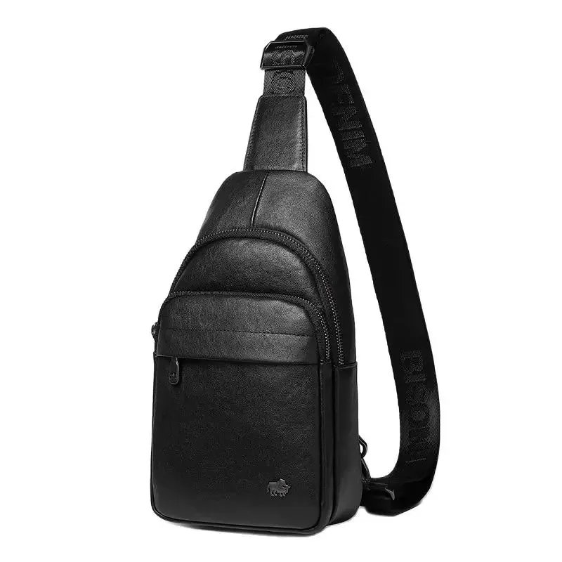 New Designer Cowhide Leather Chest Bag Vintage Fashion Crossbody Men's Business Bag