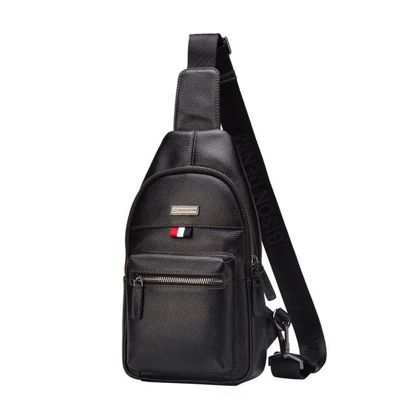 New Designer Cowhide Leather Chest Bag Vintage Fashion Crossbody Men's Business Bag