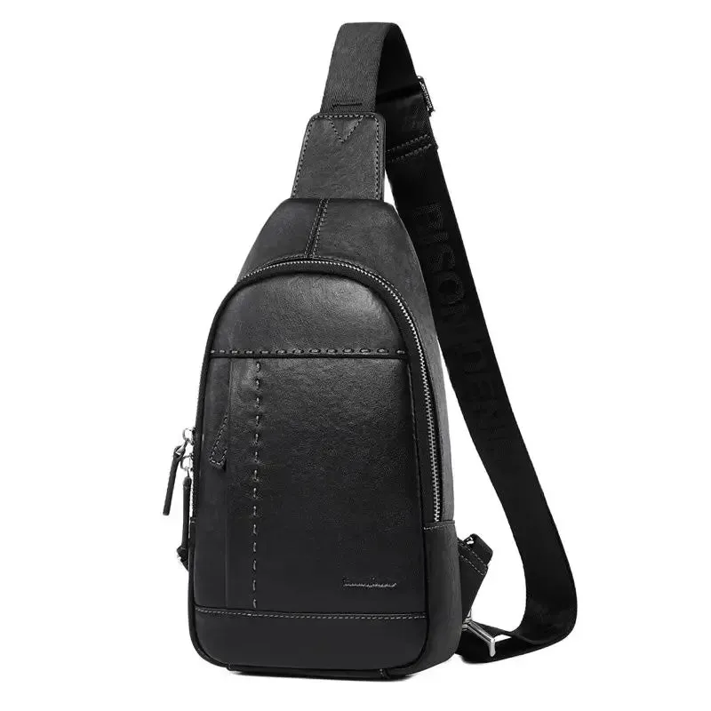 New Designer Cowhide Leather Chest Bag Vintage Fashion Crossbody Men's Business Bag