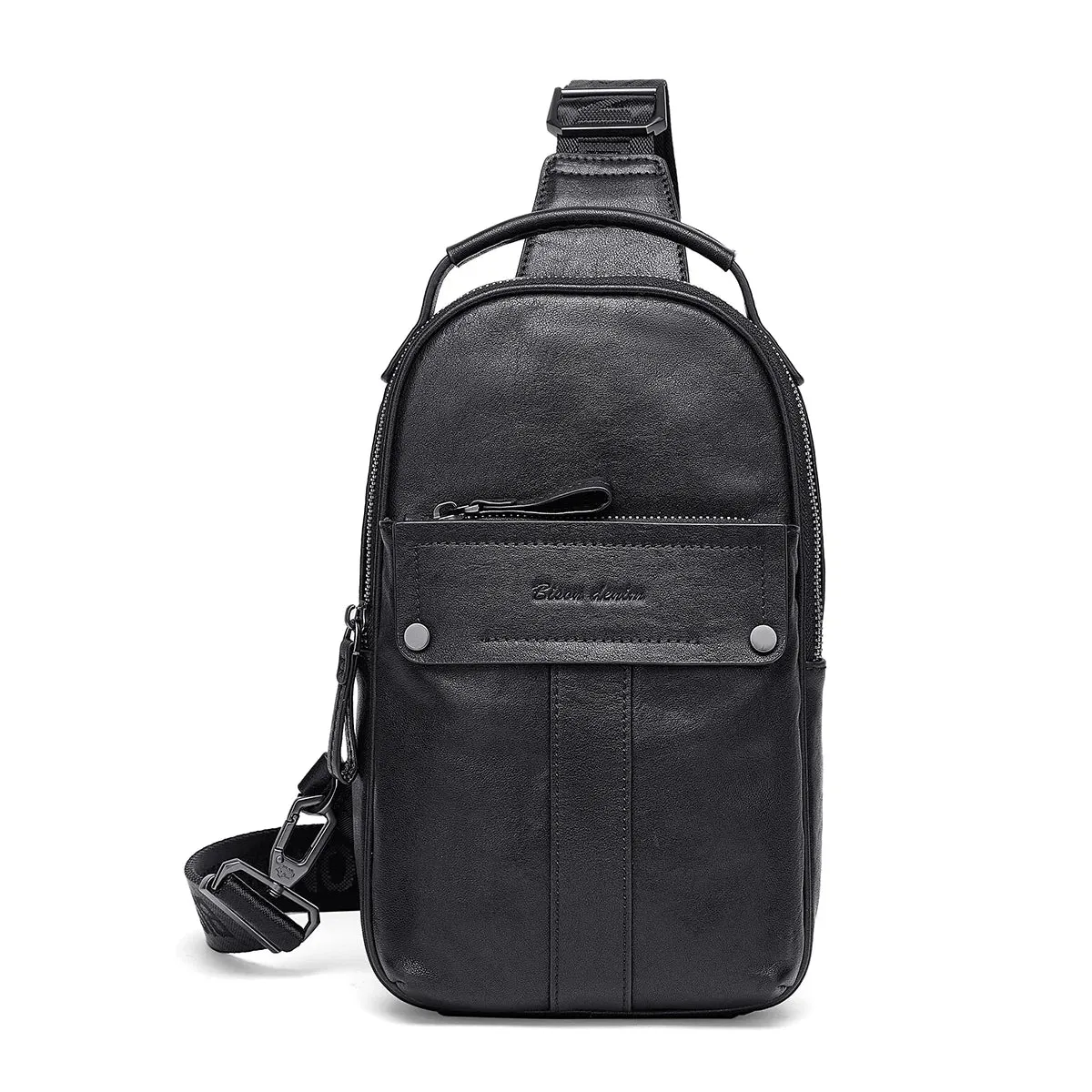 New Designer Cowhide Leather Chest Bag Vintage Fashion Crossbody Men's Business Bag