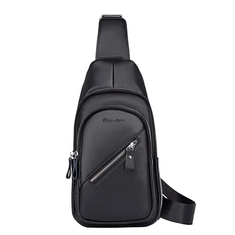 New Designer Cowhide Leather Chest Bag Vintage Fashion Crossbody Men's Business Bag