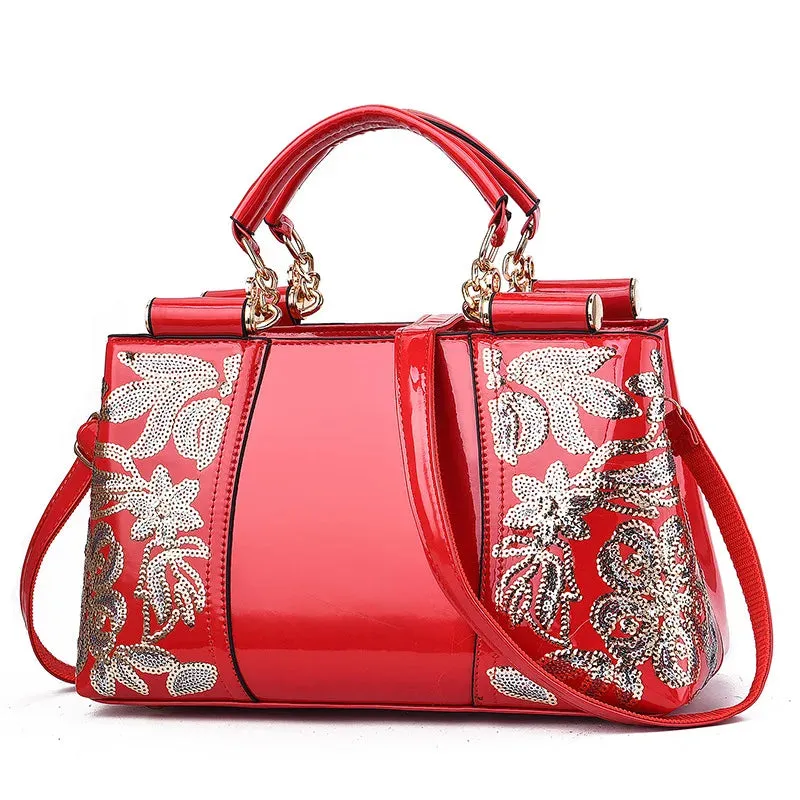 New Patent Leather Shiny Women's Bag: Fashion Luxury Design, Large Capacity Atmospheric Handbag, Women's Shoulder Messenger Bag