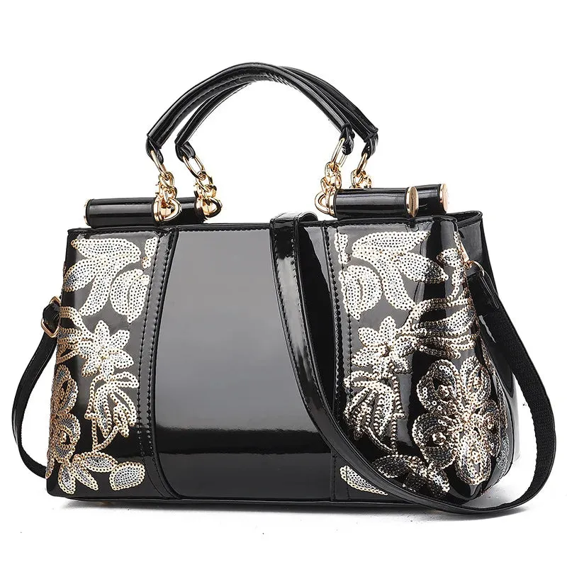 New Patent Leather Shiny Women's Bag: Fashion Luxury Design, Large Capacity Atmospheric Handbag, Women's Shoulder Messenger Bag