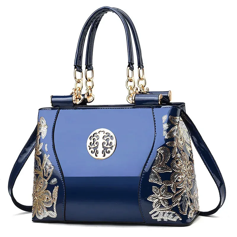 New Patent Leather Shiny Women's Bag: Fashion Luxury Design, Large Capacity Atmospheric Handbag, Women's Shoulder Messenger Bag