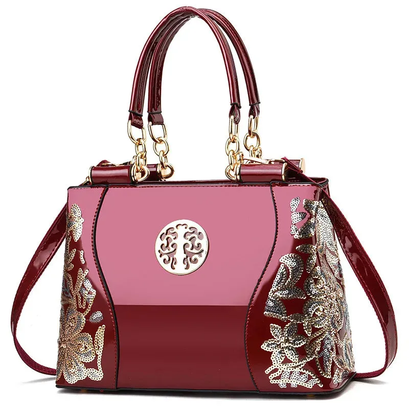 New Patent Leather Shiny Women's Bag: Fashion Luxury Design, Large Capacity Atmospheric Handbag, Women's Shoulder Messenger Bag