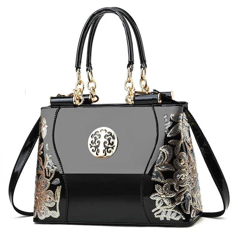New Patent Leather Shiny Women's Bag: Fashion Luxury Design, Large Capacity Atmospheric Handbag, Women's Shoulder Messenger Bag