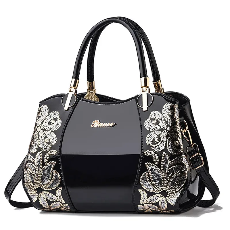New Patent Leather Shiny Women's Bag: Fashion Luxury Design, Large Capacity Atmospheric Handbag, Women's Shoulder Messenger Bag