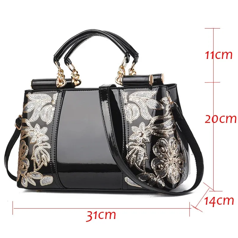 New Patent Leather Shiny Women's Bag: Fashion Luxury Design, Large Capacity Atmospheric Handbag, Women's Shoulder Messenger Bag