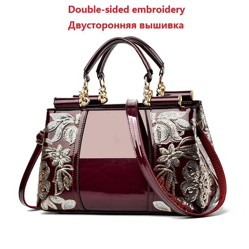 New Patent Leather Shiny Women's Bag: Fashion Luxury Design, Large Capacity Atmospheric Handbag, Women's Shoulder Messenger Bag