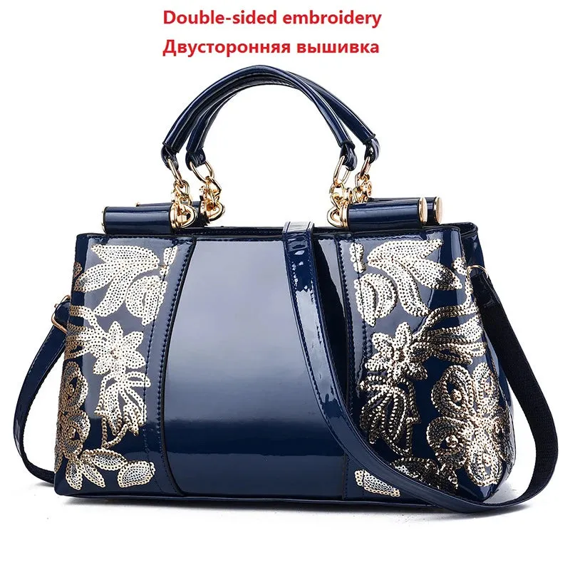 New Patent Leather Shiny Women's Bag: Fashion Luxury Design, Large Capacity Atmospheric Handbag, Women's Shoulder Messenger Bag