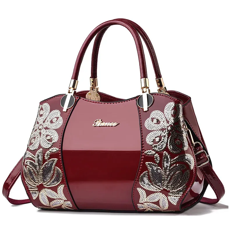New Patent Leather Shiny Women's Bag: Fashion Luxury Design, Large Capacity Atmospheric Handbag, Women's Shoulder Messenger Bag