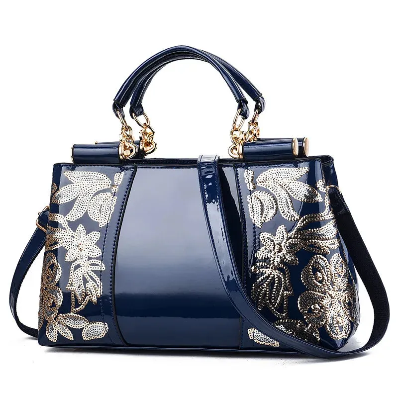 New Patent Leather Shiny Women's Bag: Fashion Luxury Design, Large Capacity Atmospheric Handbag, Women's Shoulder Messenger Bag