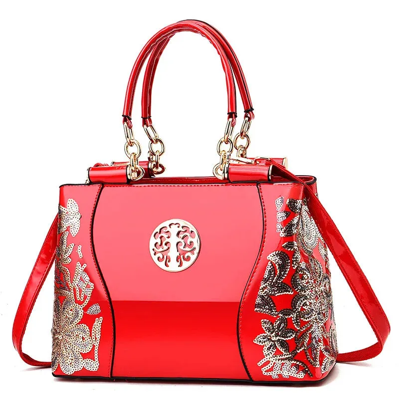 New Patent Leather Shiny Women's Bag: Fashion Luxury Design, Large Capacity Atmospheric Handbag, Women's Shoulder Messenger Bag