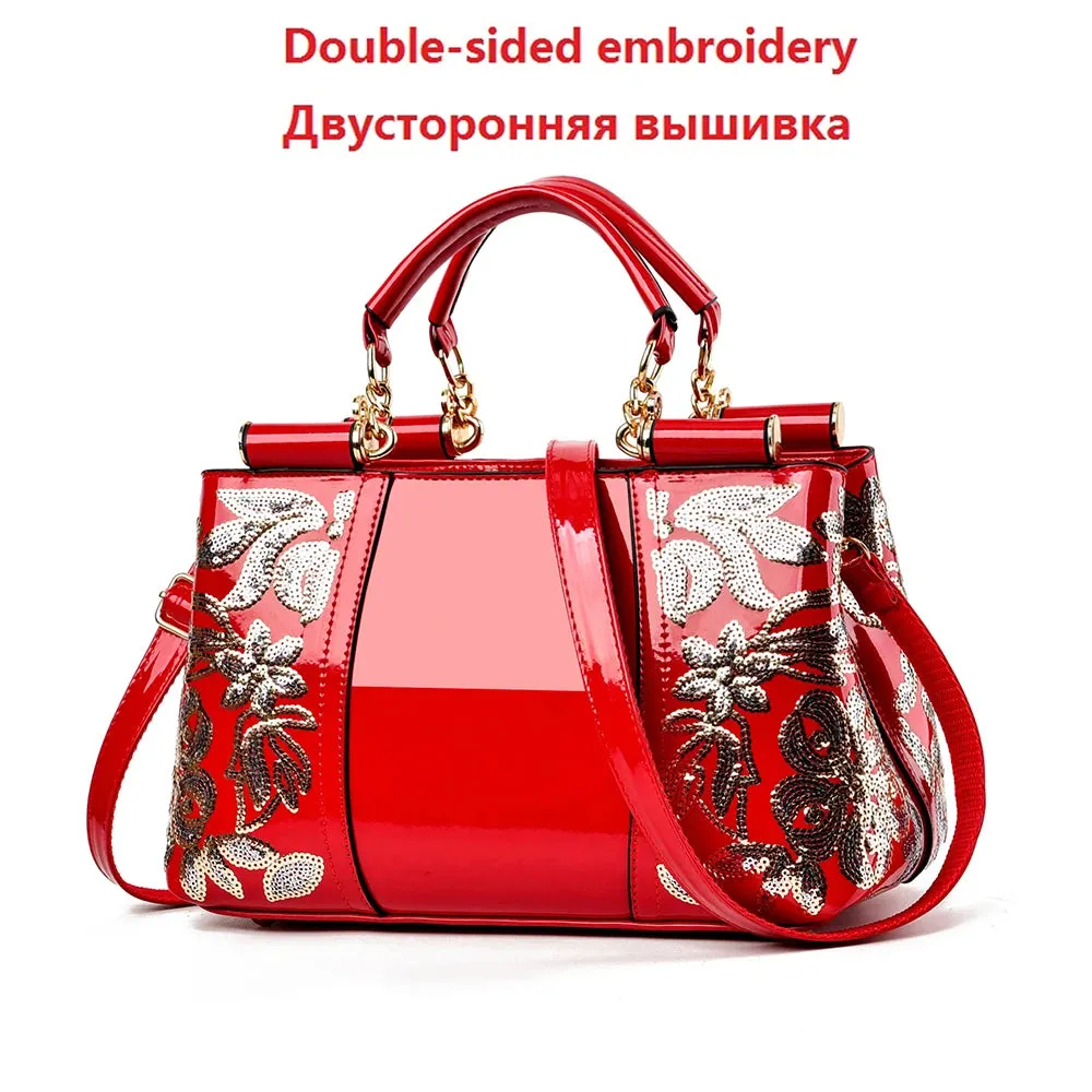 New Patent Leather Shiny Women's Bag: Fashion Luxury Design, Large Capacity Atmospheric Handbag, Women's Shoulder Messenger Bag