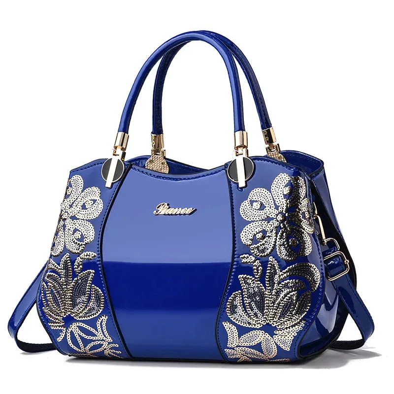 New Patent Leather Shiny Women's Bag: Fashion Luxury Design, Large Capacity Atmospheric Handbag, Women's Shoulder Messenger Bag