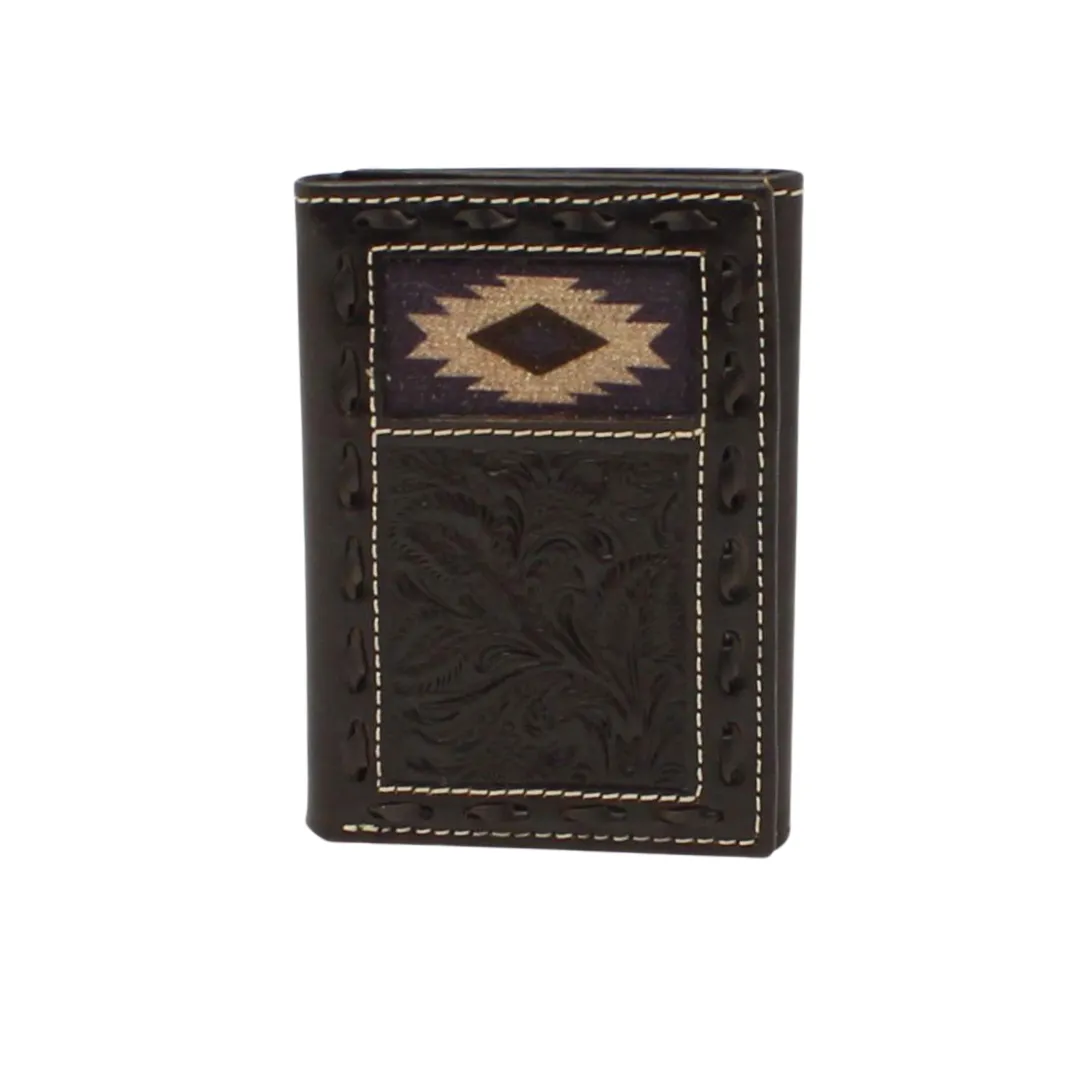 Nocona Trifold Wallet Southwestern Buck Lacing Black N500042001