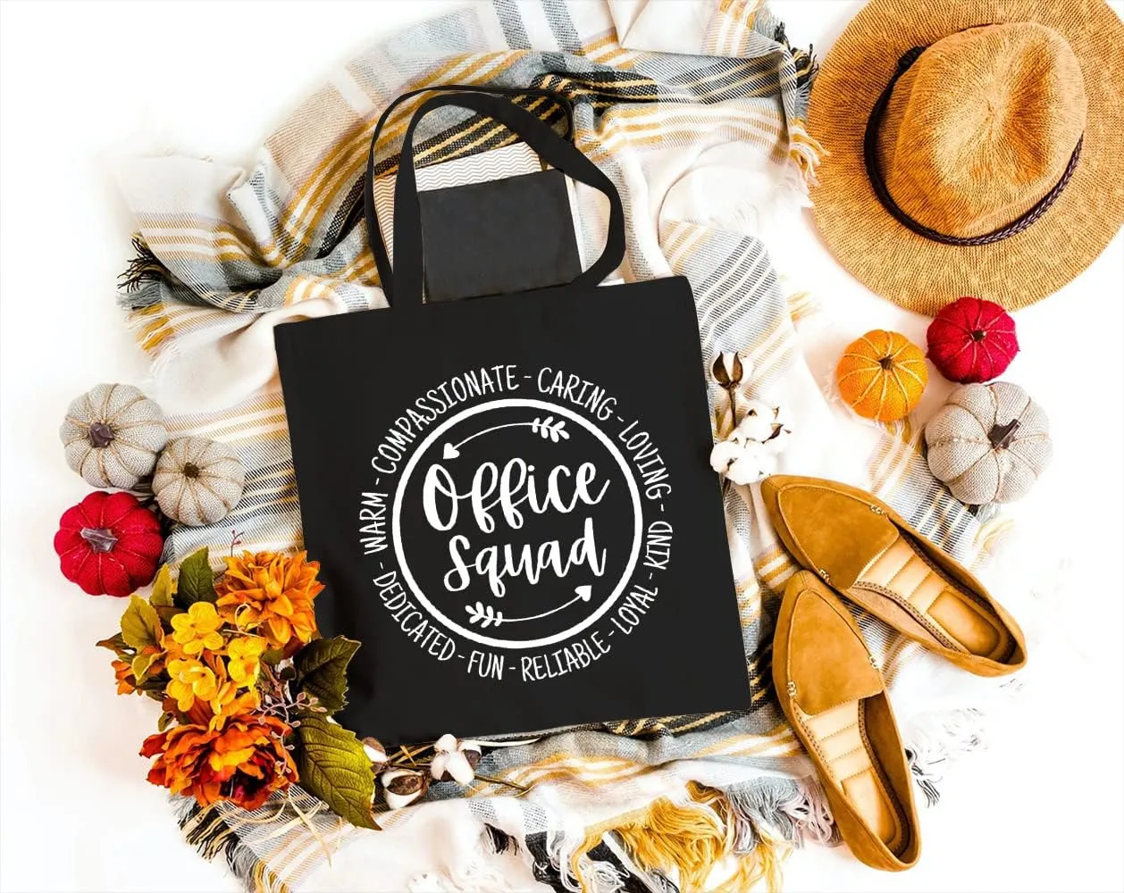 Office Squad Canvas Tote Bag for Women Reusable Grocery Shoulder Shopping Bags Office Staff Appreciation Gifts