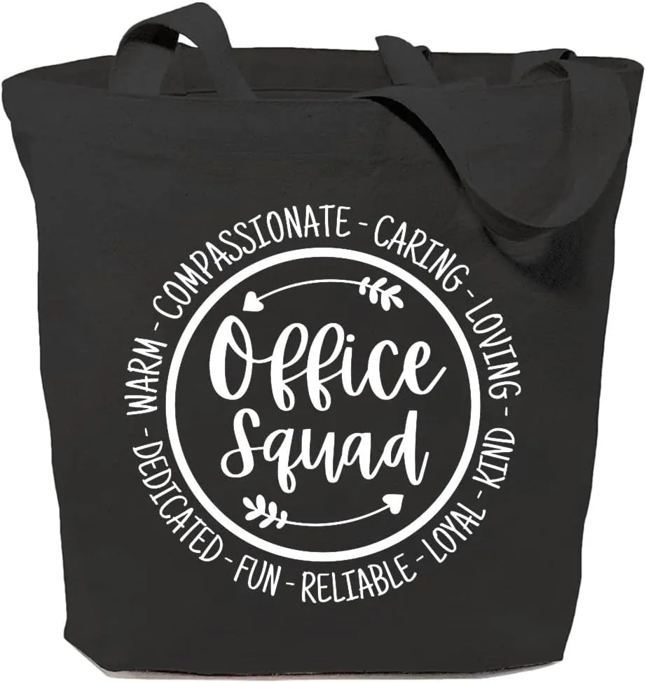 Office Squad Canvas Tote Bag for Women Reusable Grocery Shoulder Shopping Bags Office Staff Appreciation Gifts