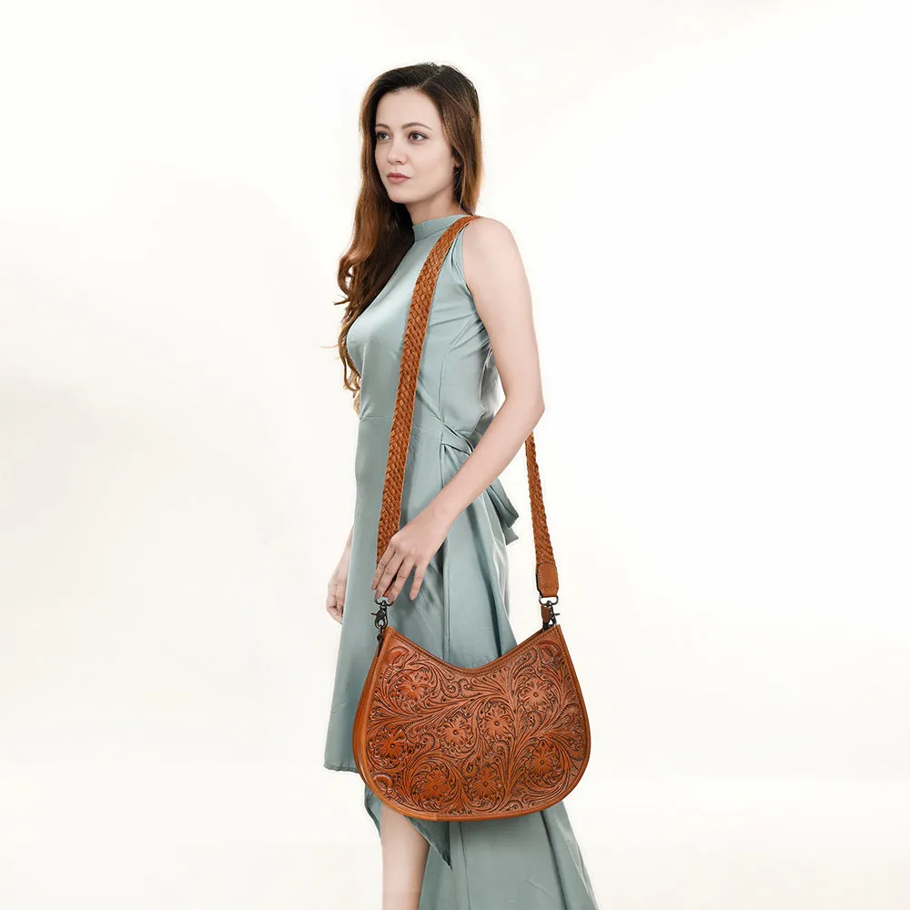 OHLAY KBG342 Cross Body Hand Tooled Genuine Leather women bag western handbag purse