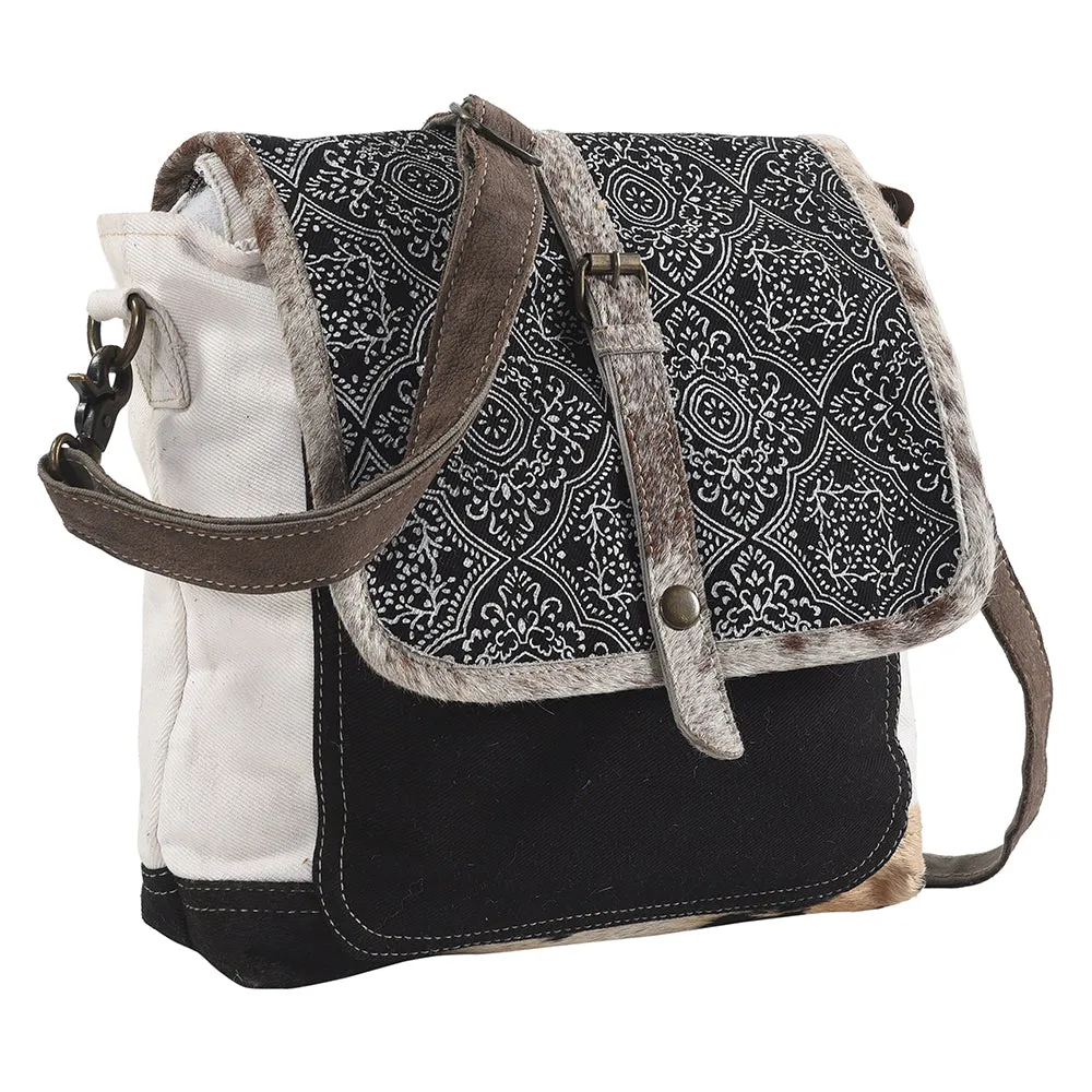 OHLAY MESSENGER Upcycled Canvas Hair-on Genuine Leather women bag western handbag purse
