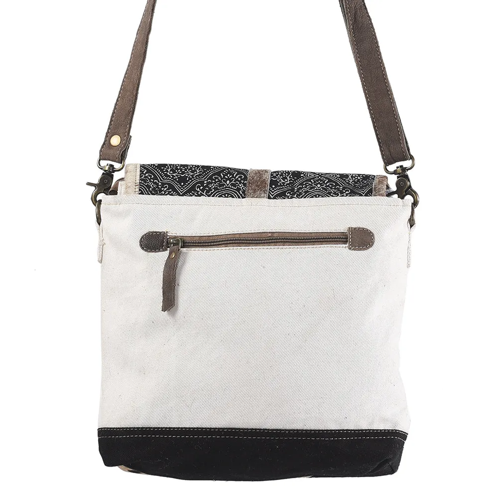 OHLAY MESSENGER Upcycled Canvas Hair-on Genuine Leather women bag western handbag purse