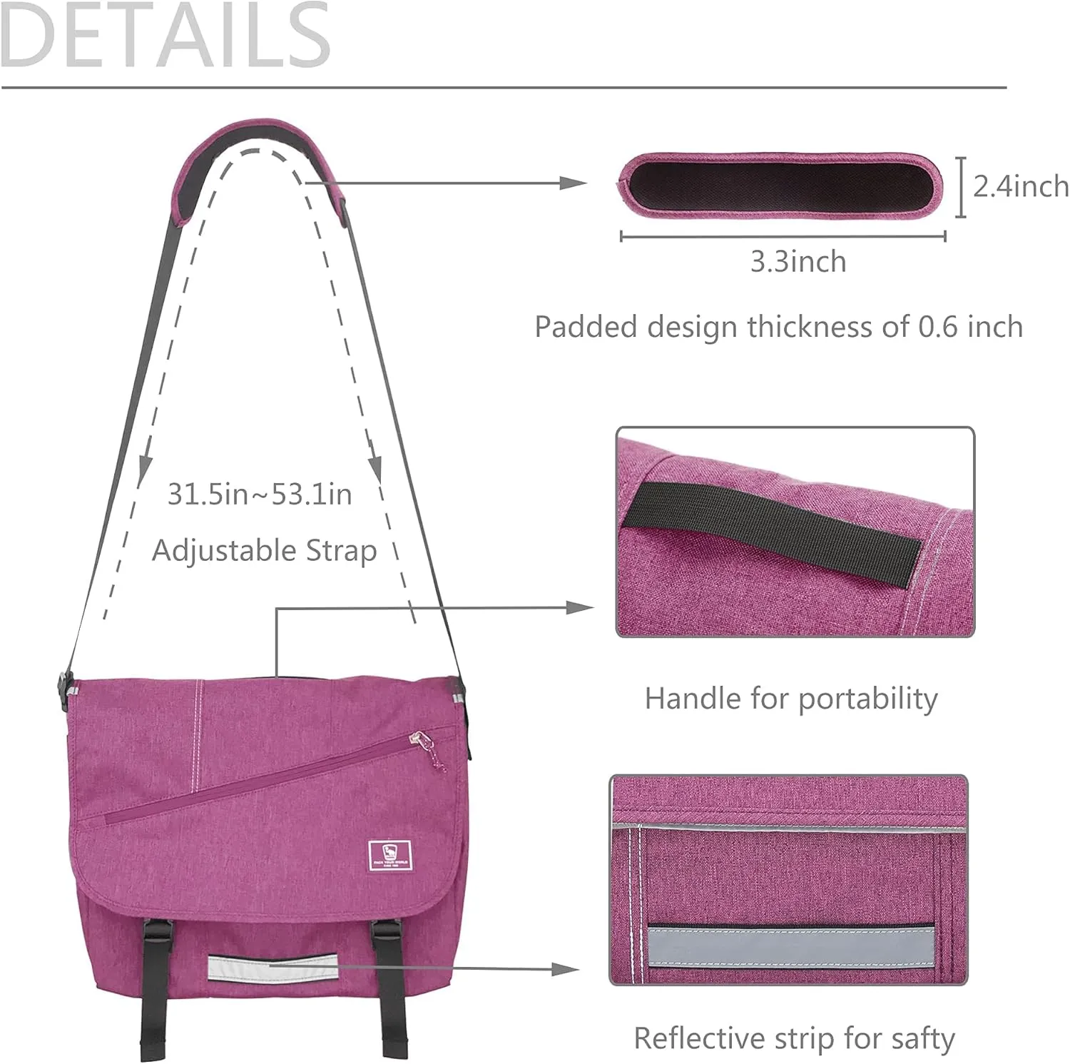 OIWAS Messenger Bag for Women Crossbody 15.6 Inch Laptop Satchel Bags for Women Shoulder Bag Large Briefcase Computer Bag Work Travel Purple