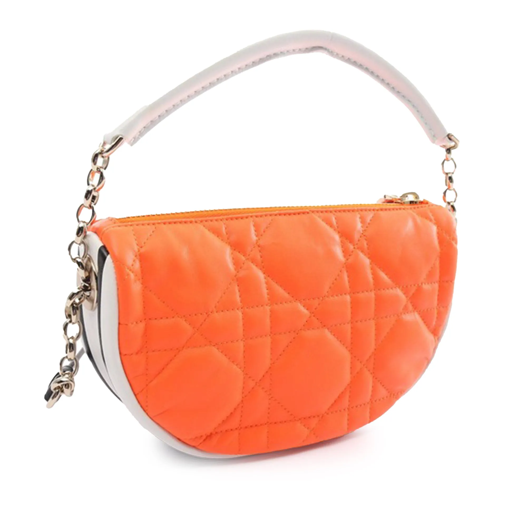 Orange Dior Small Lambskin Cannage Dior Vibe Hobo Satchel