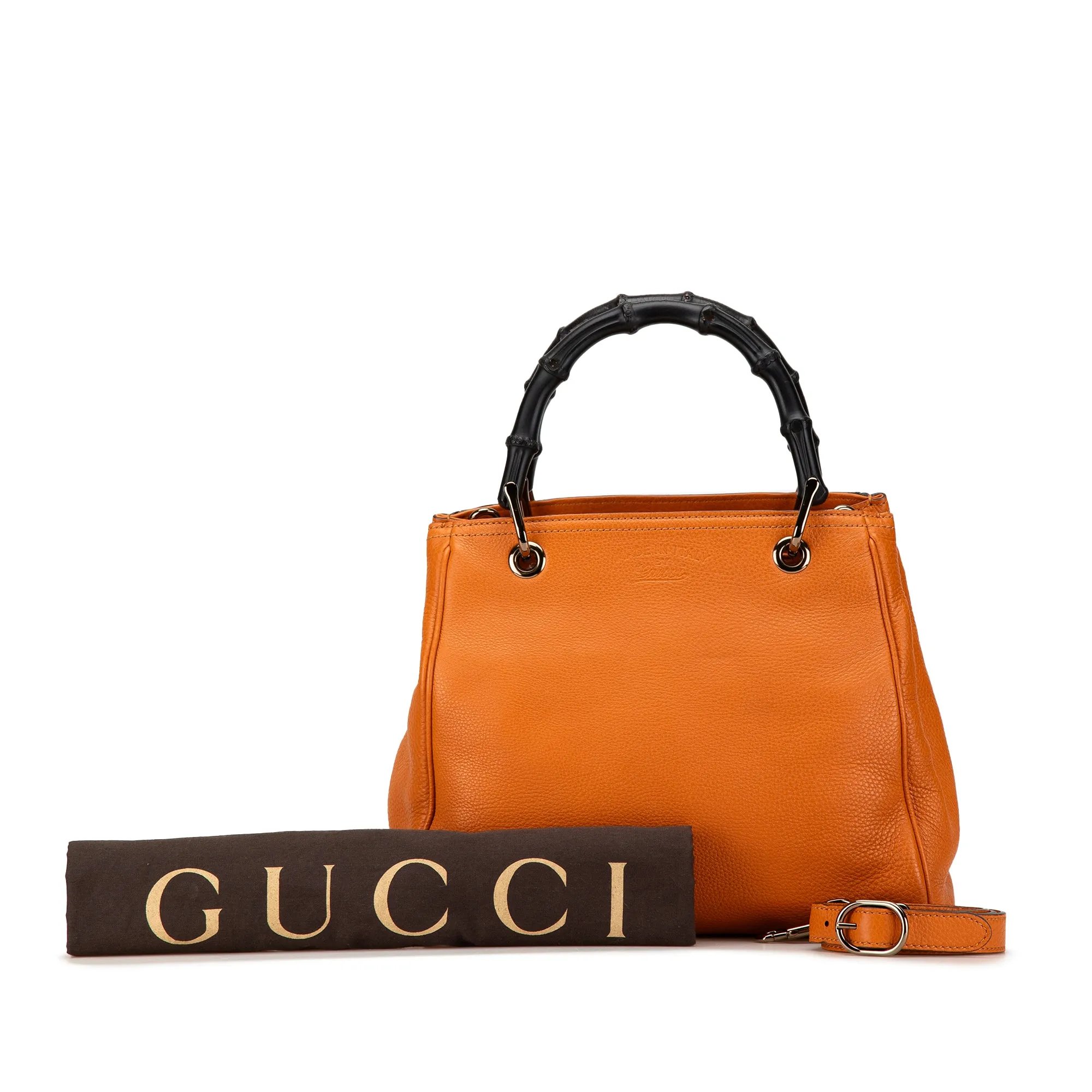 Orange Gucci Small Bamboo Shopper Satchel