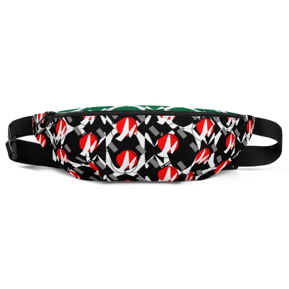 Origen Destination |On-Arrival Point of Origen Symbol-inspired Black/Green shoulder/waist bag