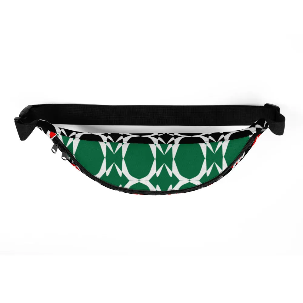 Origen Destination |On-Arrival Point of Origen Symbol-inspired Black/Green shoulder/waist bag