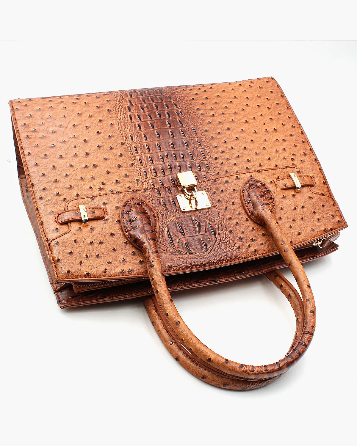 Ostrich Textured Bag with Matching Wallet