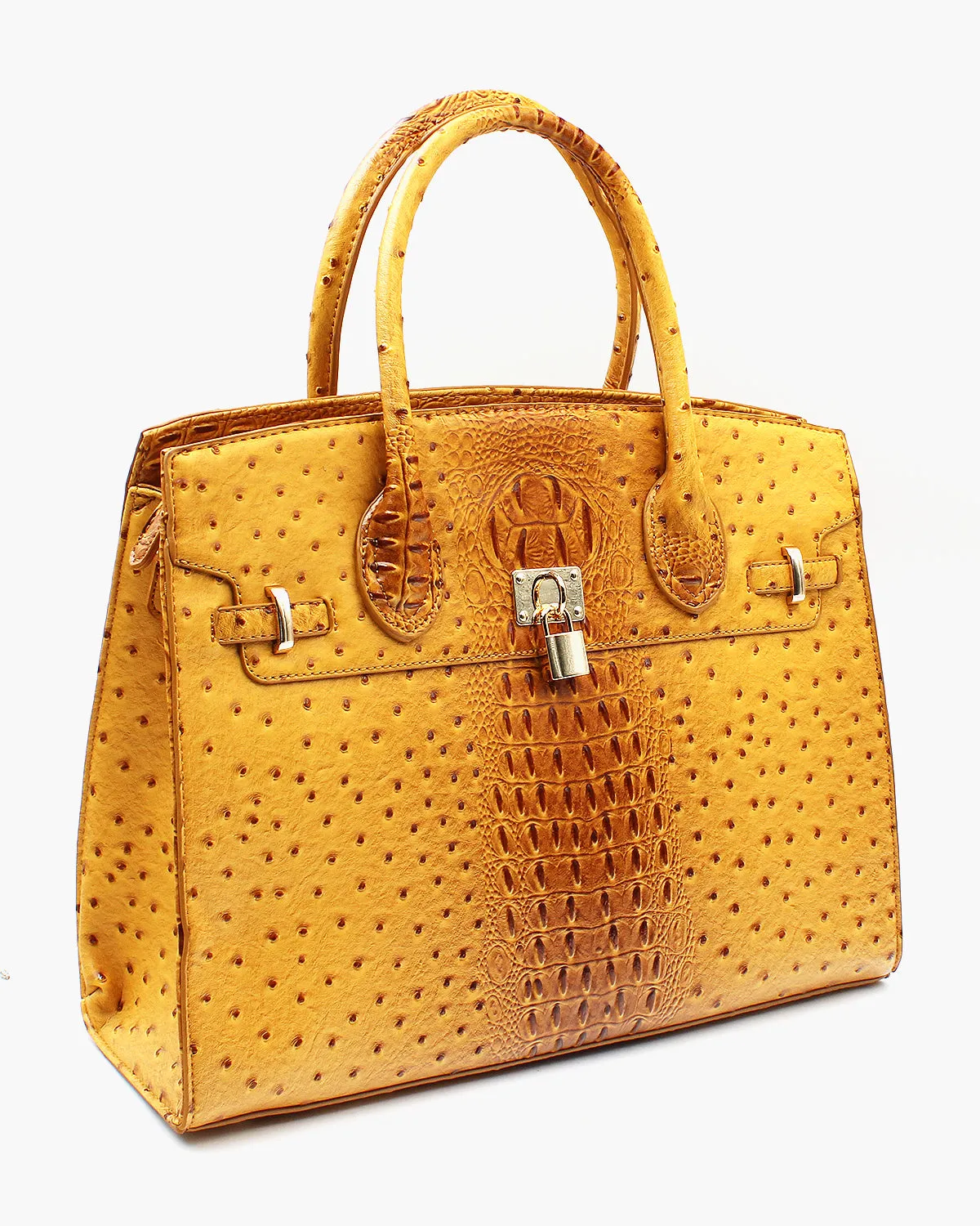 Ostrich Textured Bag with Matching Wallet