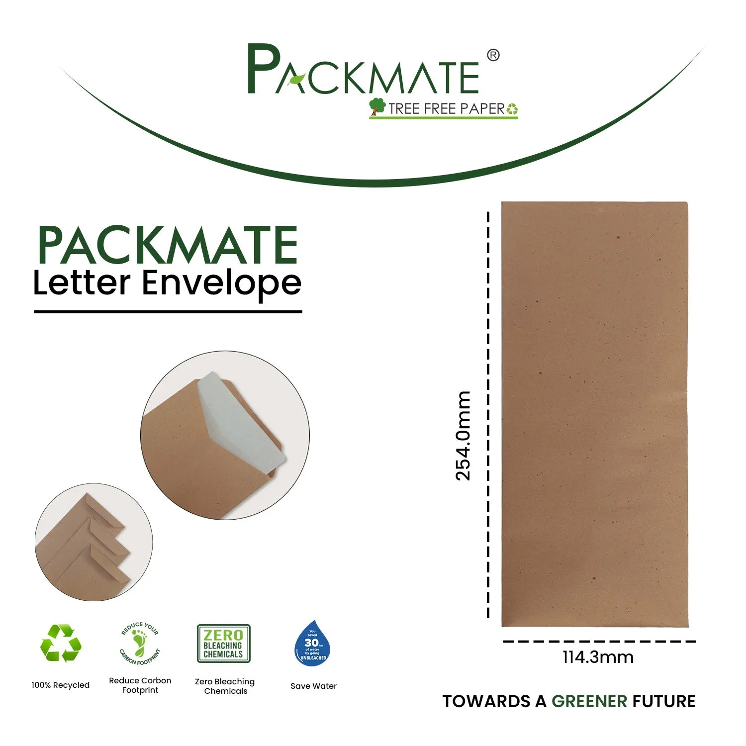 Packmate Letter Envelope (Pack of 50 Envelope)  Made From 100% Recycled Paper