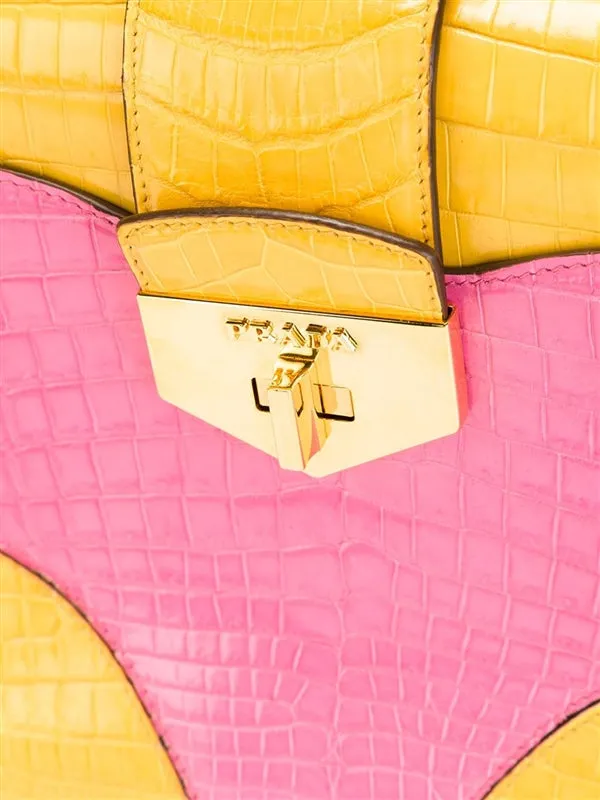 Pink & Yellow Colour-Block Handbag