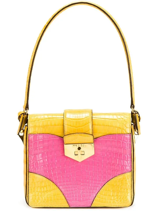Pink & Yellow Colour-Block Handbag