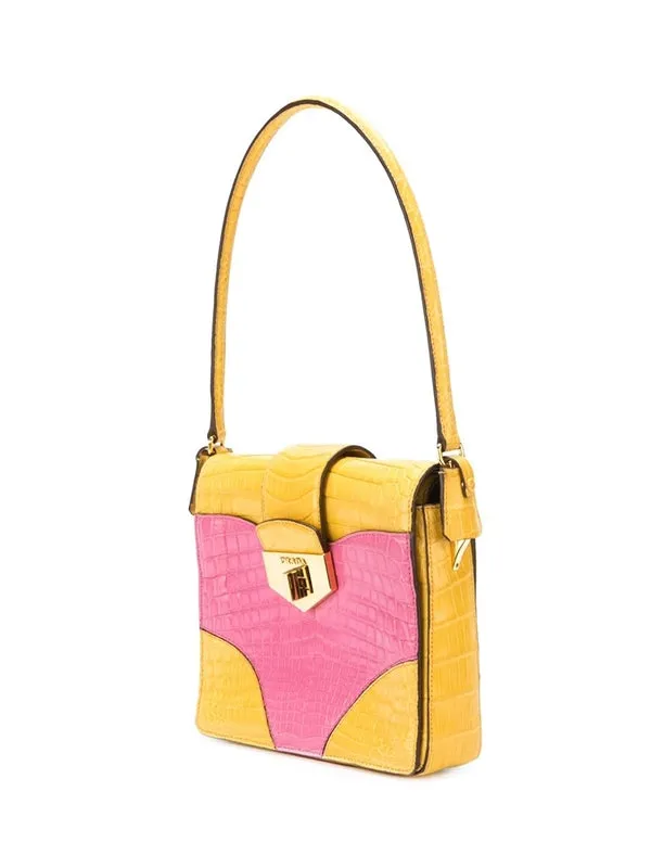 Pink & Yellow Colour-Block Handbag