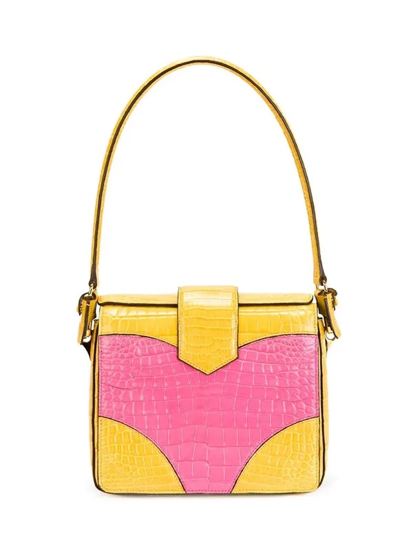 Pink & Yellow Colour-Block Handbag