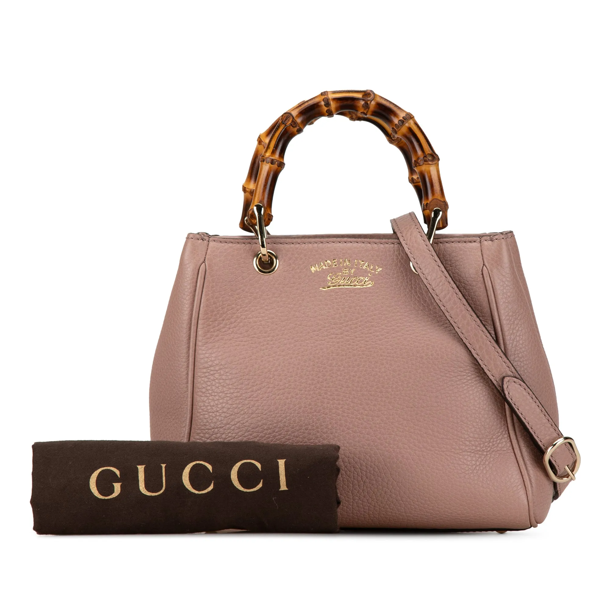 Pink Gucci Mini Leather Bamboo Shopper Satchel
