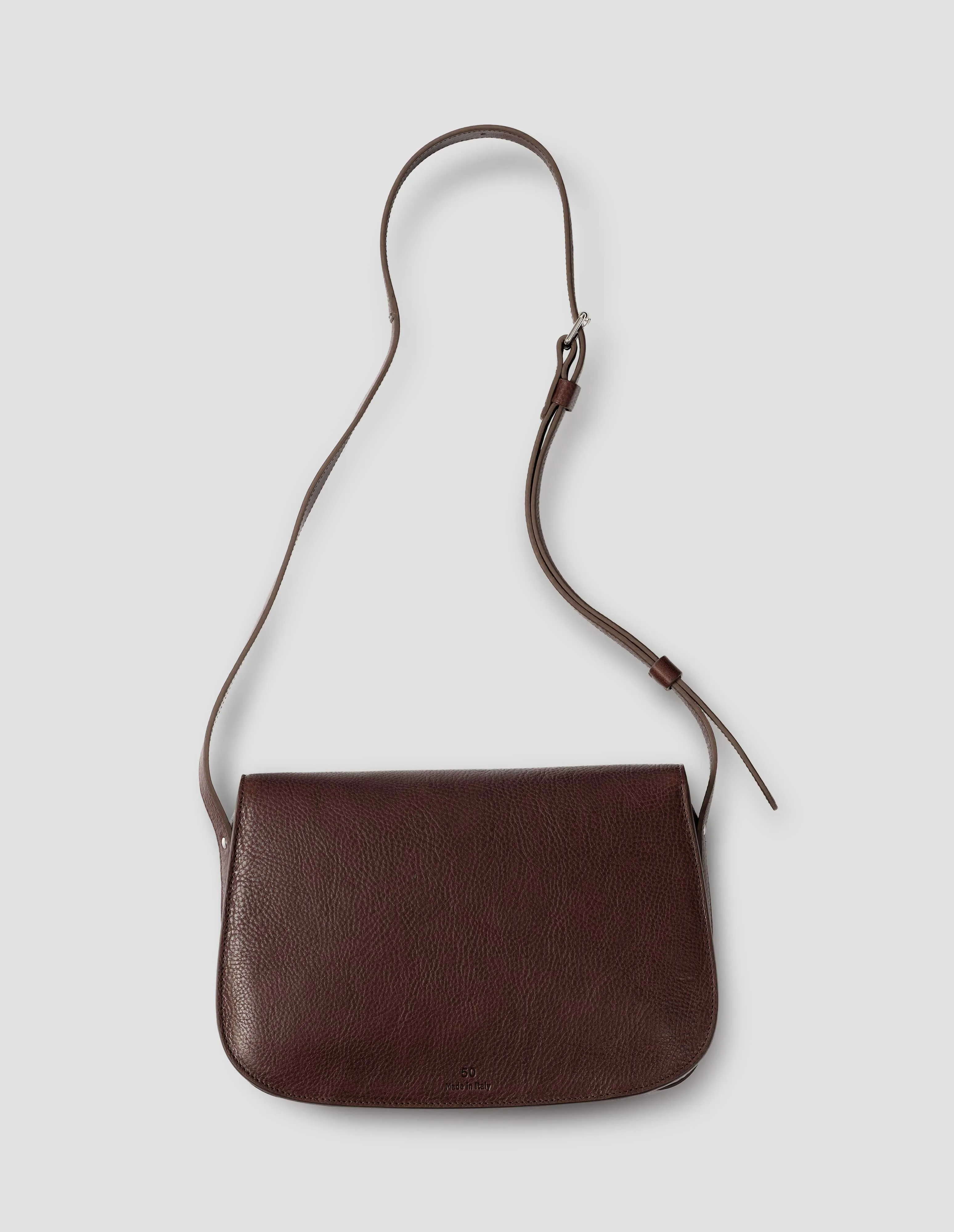 PLEAT POCKET SATCHEL | FINE GRAIN LEATHER  | BROWN