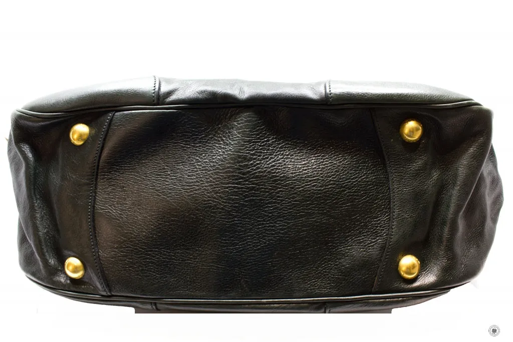 Prada BR3783 Vitello Daino Hobo Black Leather Shoulder Bags Ghw