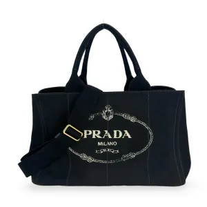PRADA: Jacquard Canvas Large Canapa Tote