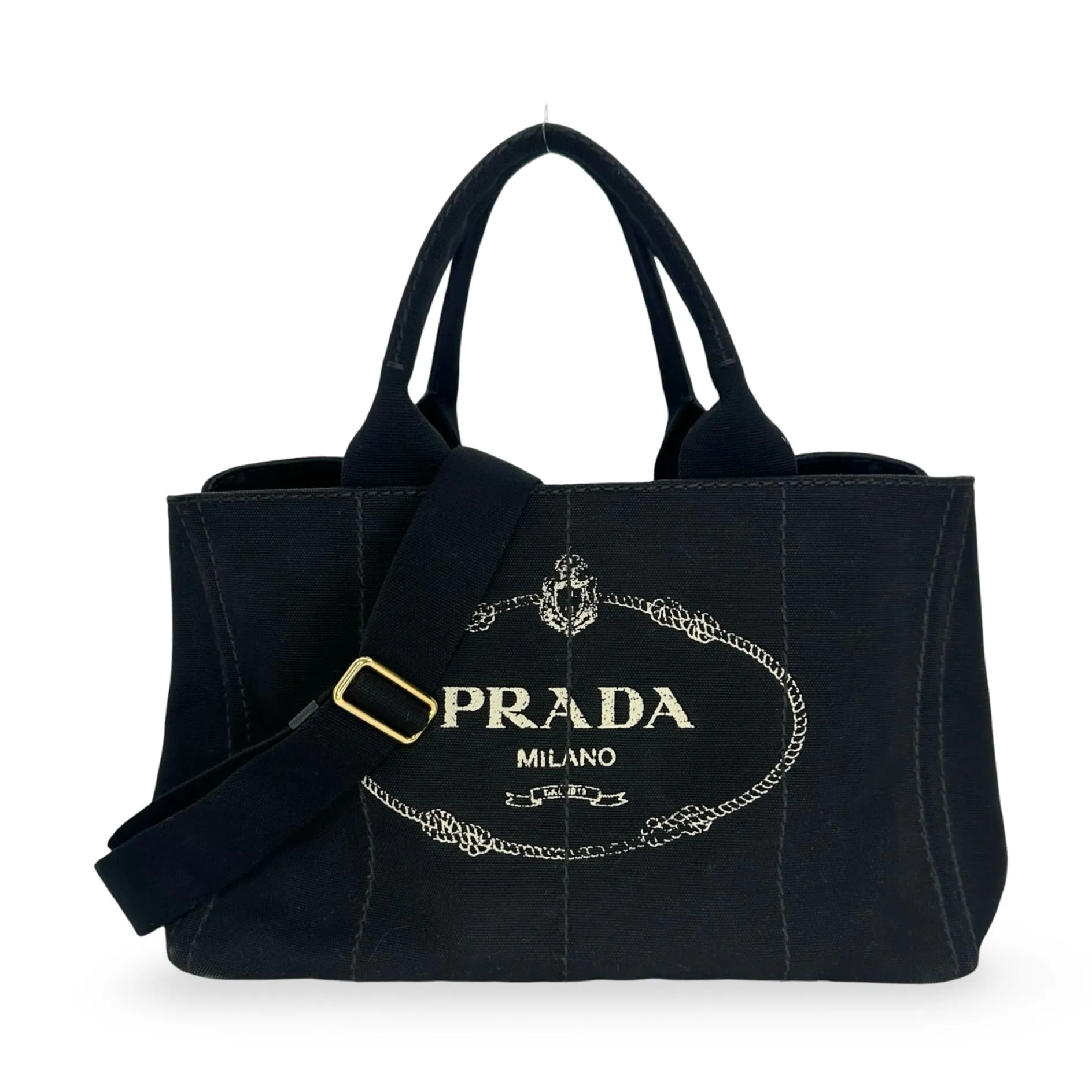 PRADA: Jacquard Canvas Large Canapa Tote